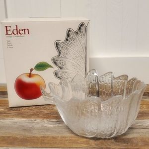 Vintage Orrefors Eden crystal leaf bowl